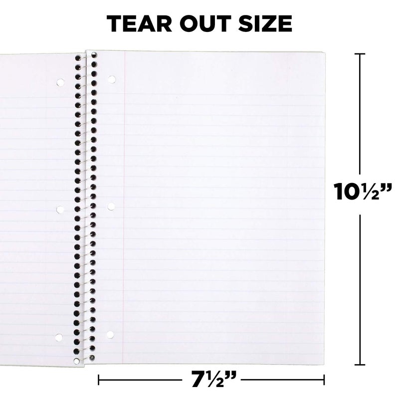 Mead Spiral Notebooks, 1 Subject, Wide Ruled Paper, 70 Sheets, 10-1/2 x 7-1/2 inches, Blue, 4 Pack (38400) - Image 4
